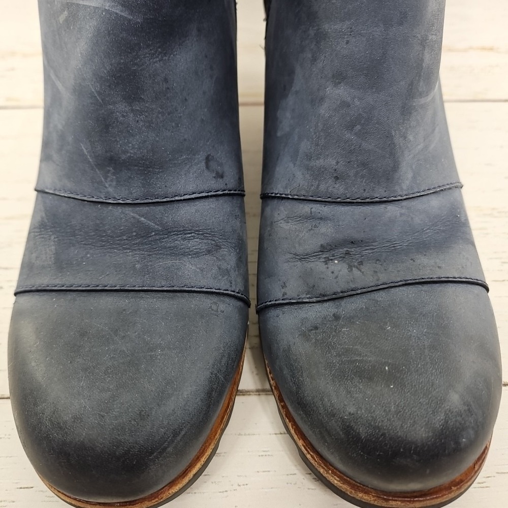 Sorel Lea Wedge Chelsea Womens 10 Blue Black Leather Ankle Boots NL2704-464 - Picture 2 of 10